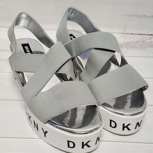 New DKNY Clare Fabric Open Toe Casual Platform Sandals